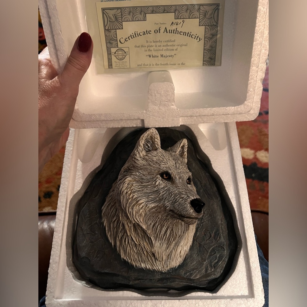 BRADFORD EXCHANGE White Majesty Souls Of The Earth Wolf Head Art COA New In Box